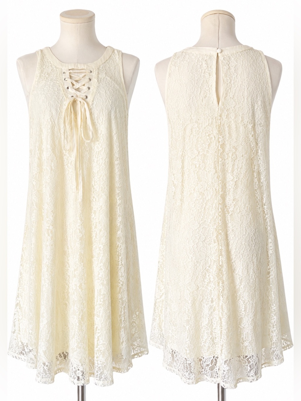 NWT Coquette Cottagecore Lace Swing Tunic Dress - Ivory Cream - S